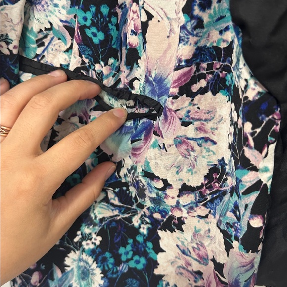 LC Lauren Conrad Multicolor Floral Blazer Black Lapel Womens 16 lined jacket - Picture 4 of 5